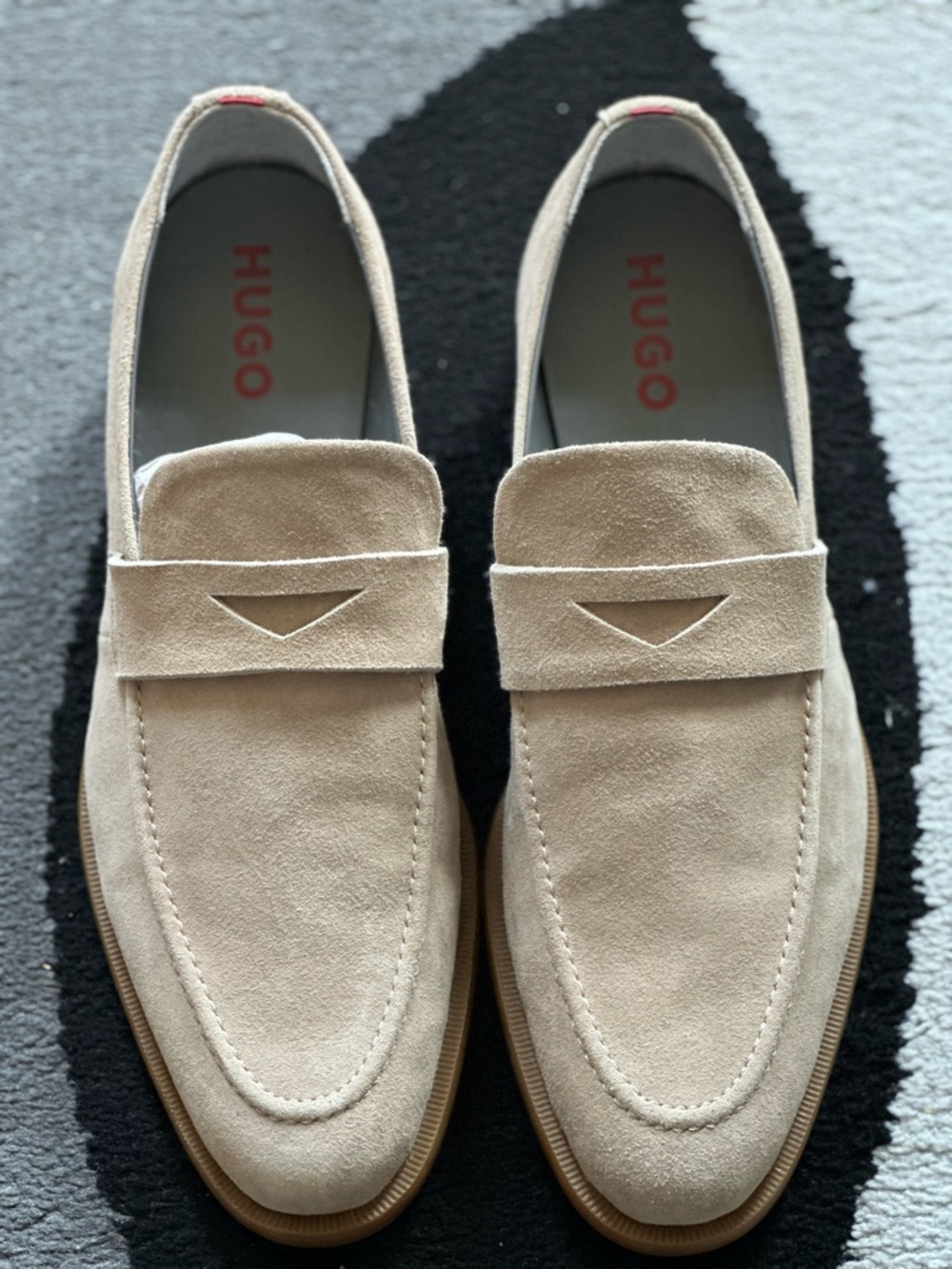 HUGO Beige Suede Penny Loafers
